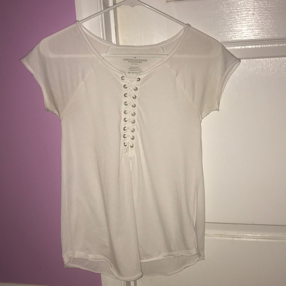 American Eagle Xs lace up short sleeve
